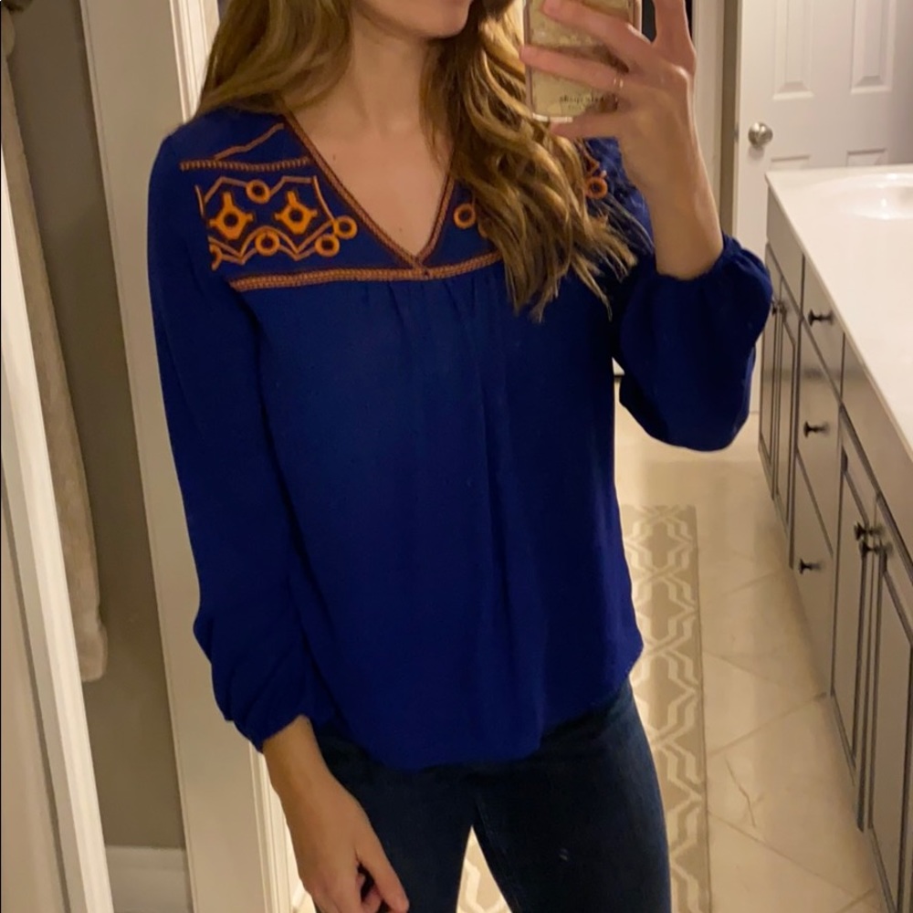 Blue top with cute embellishment
